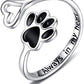 Handcrafted Paw & Heart Ring – Adjustable 925 Sterling Silver