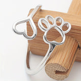 Handcrafted Paw & Heart Ring – Adjustable 925 Sterling Silver