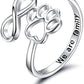 Handcrafted Paw & Heart Ring – Adjustable 925 Sterling Silver