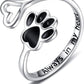 Handcrafted Paw & Heart Ring – Adjustable 925 Sterling Silver