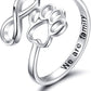 Handcrafted Paw & Heart Ring – Adjustable 925 Sterling Silver