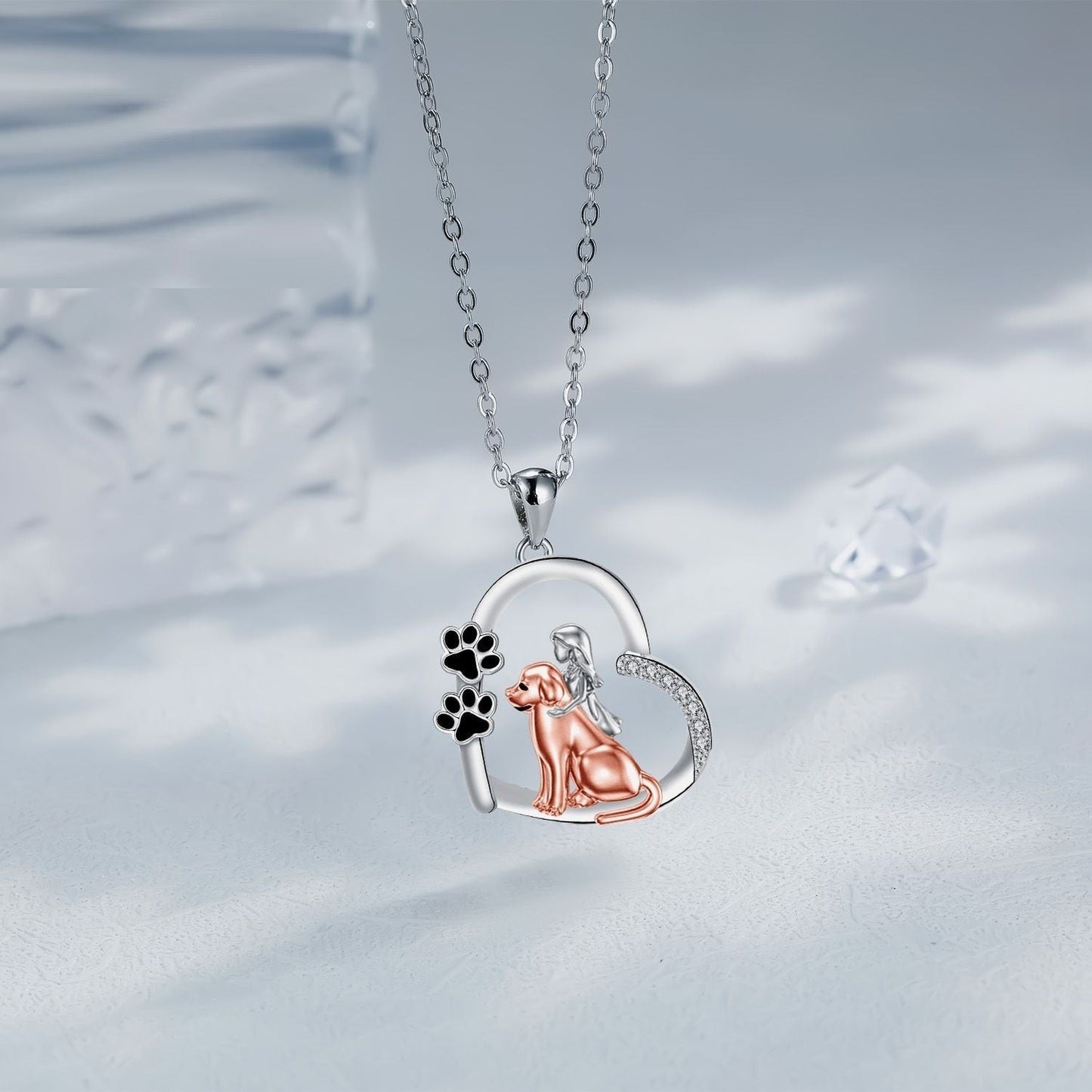 Heart - shaped Dog And Girl Necklace