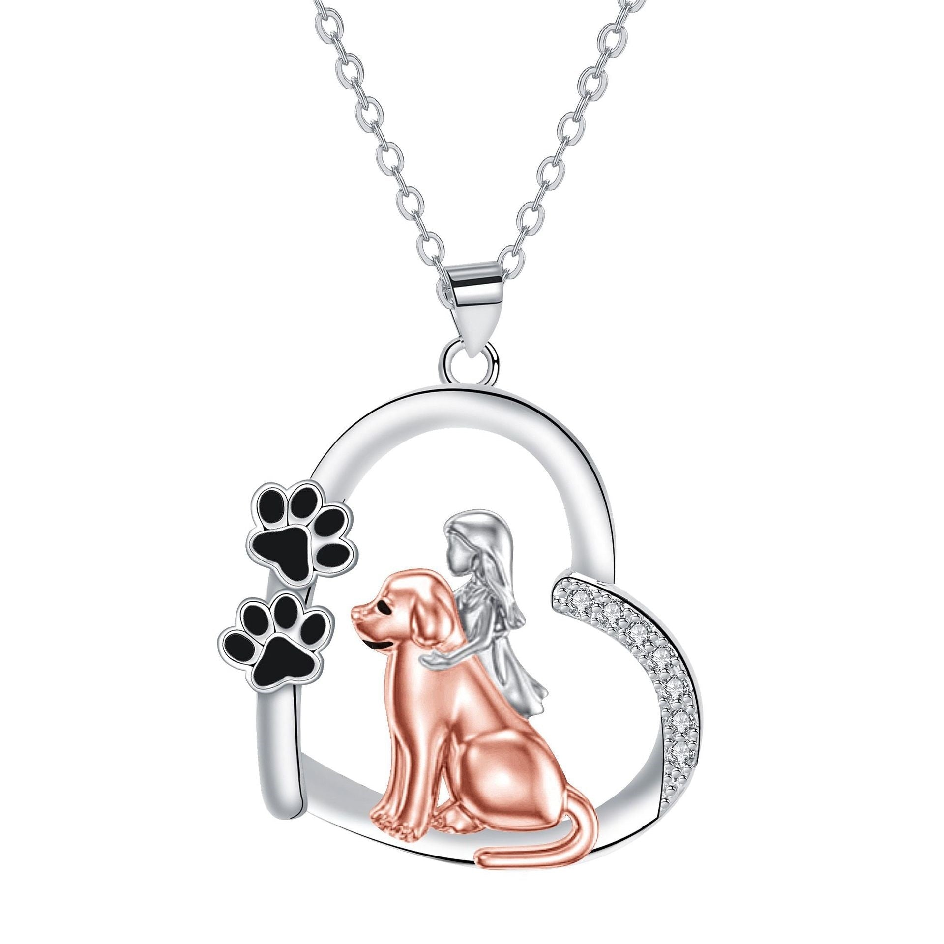 Heart - shaped Dog And Girl Necklace