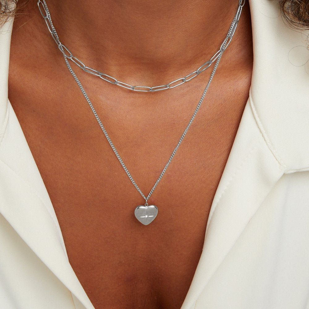 Heart - Shaped Necklace with Office Clip