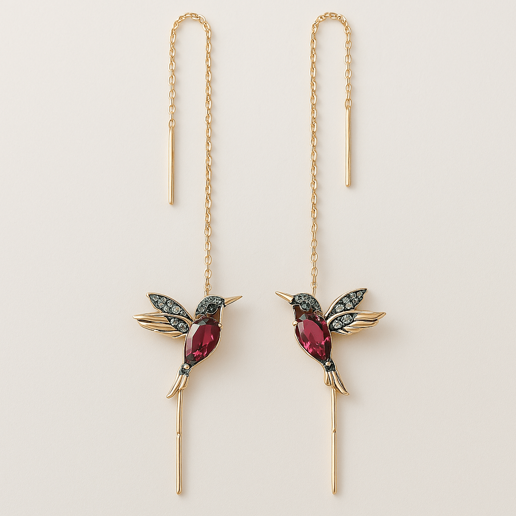 Hummingbird Enamel and Zirconia Earrings