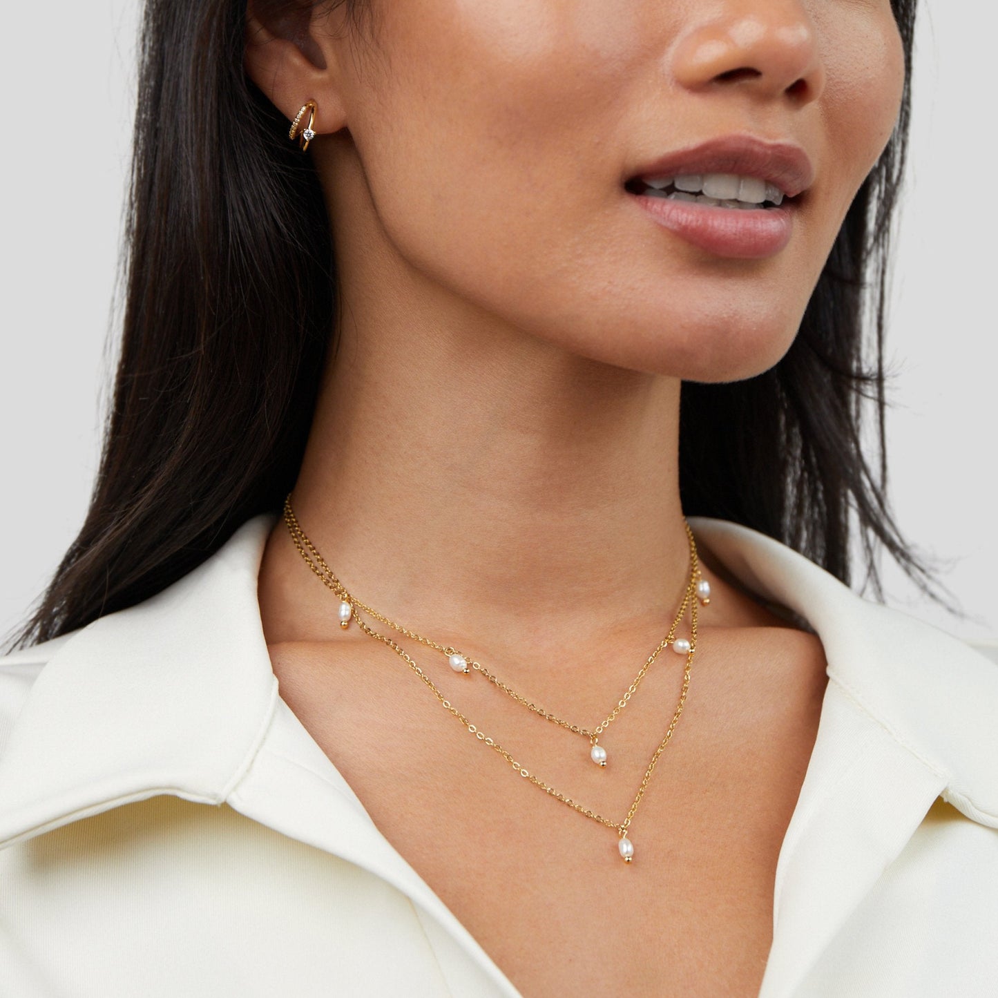 Layered Necklace with Kay Pearl Drops