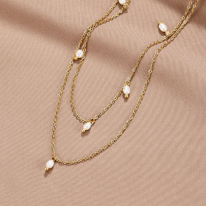Layered Necklace with Kay Pearl Drops
