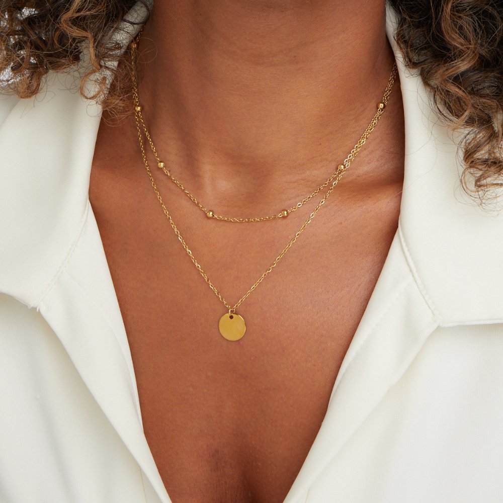 Layered Plate Pendant Necklace