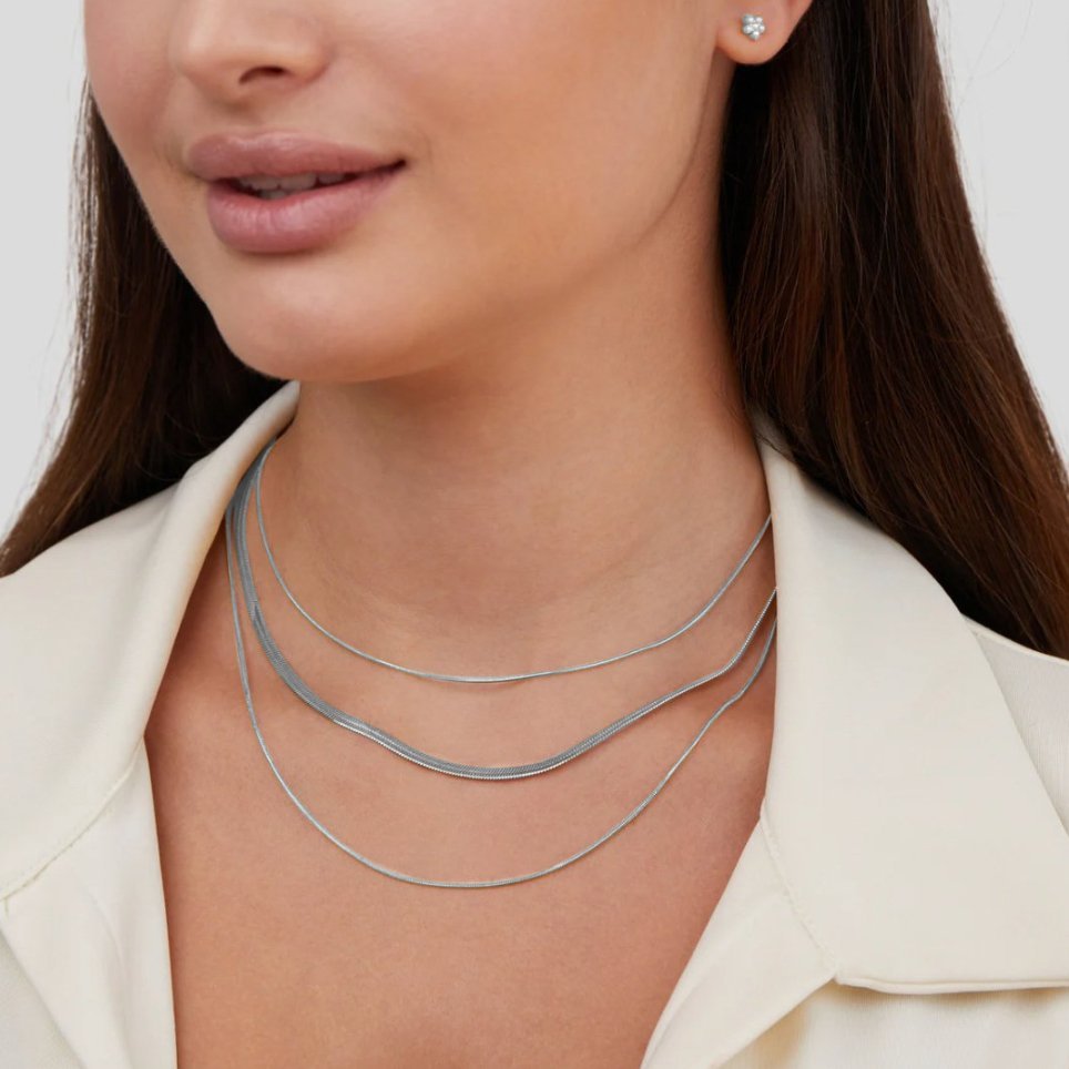Layered Silver Chain Necklace