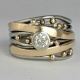 "Leticia - Vintage Gold Inlaid Zircon Ring" **"Leticia - Antique Gold Zircon Ring with Inlaid Design"**