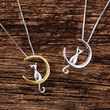 Luna™ — Crescent moon and cat elegant necklace