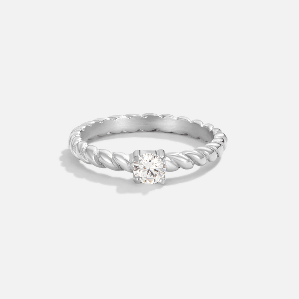 Milan - Inspired Twisted Silver Crystal Ring