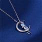 Moonstone Crescent and Cat Necklace
