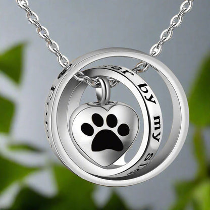 No Longer By My Side, Forever In My Heart – Stainless Steel Urn Paw Necklace