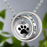 No Longer By My Side, Forever In My Heart – Stainless Steel Urn Paw Necklace