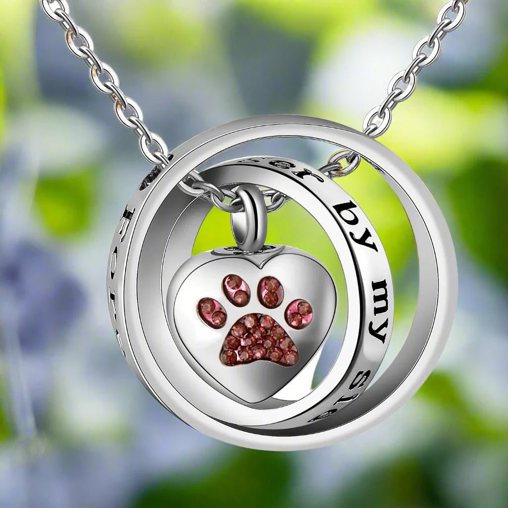 No Longer By My Side, Forever In My Heart – Stainless Steel Urn Paw Necklace