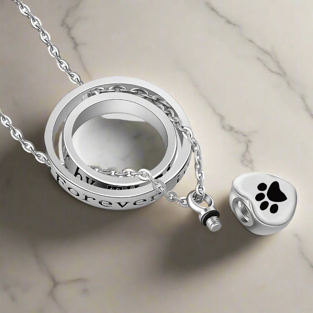 No Longer By My Side, Forever In My Heart – Stainless Steel Urn Paw Necklace