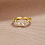 Noelia - Radiant Golden Crystal Wine Ring