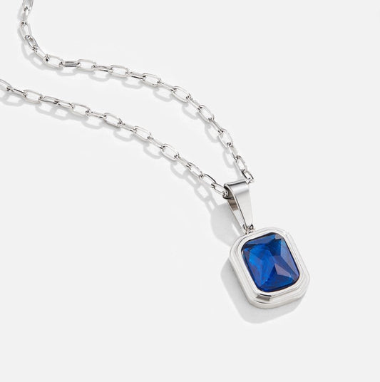 Ocean Blue Pendant on Silver Necklace
