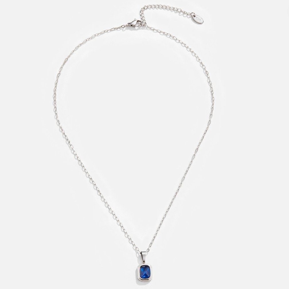 Ocean Blue Pendant on Silver Necklace