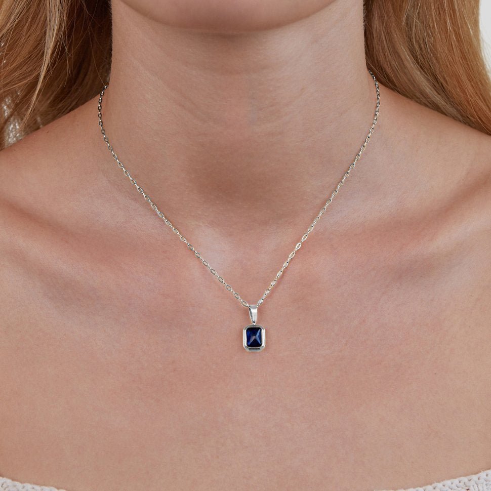 Ocean Blue Pendant on Silver Necklace