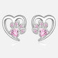 Paw and Heart Earrings with Zirconia