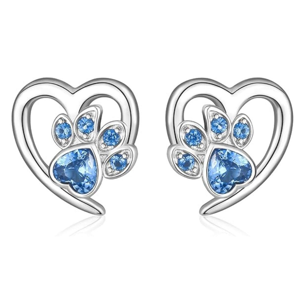 Paw and Heart Earrings with Zirconia