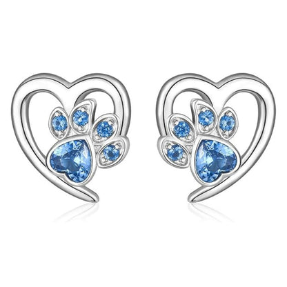 Paw and Heart Earrings with Zirconia