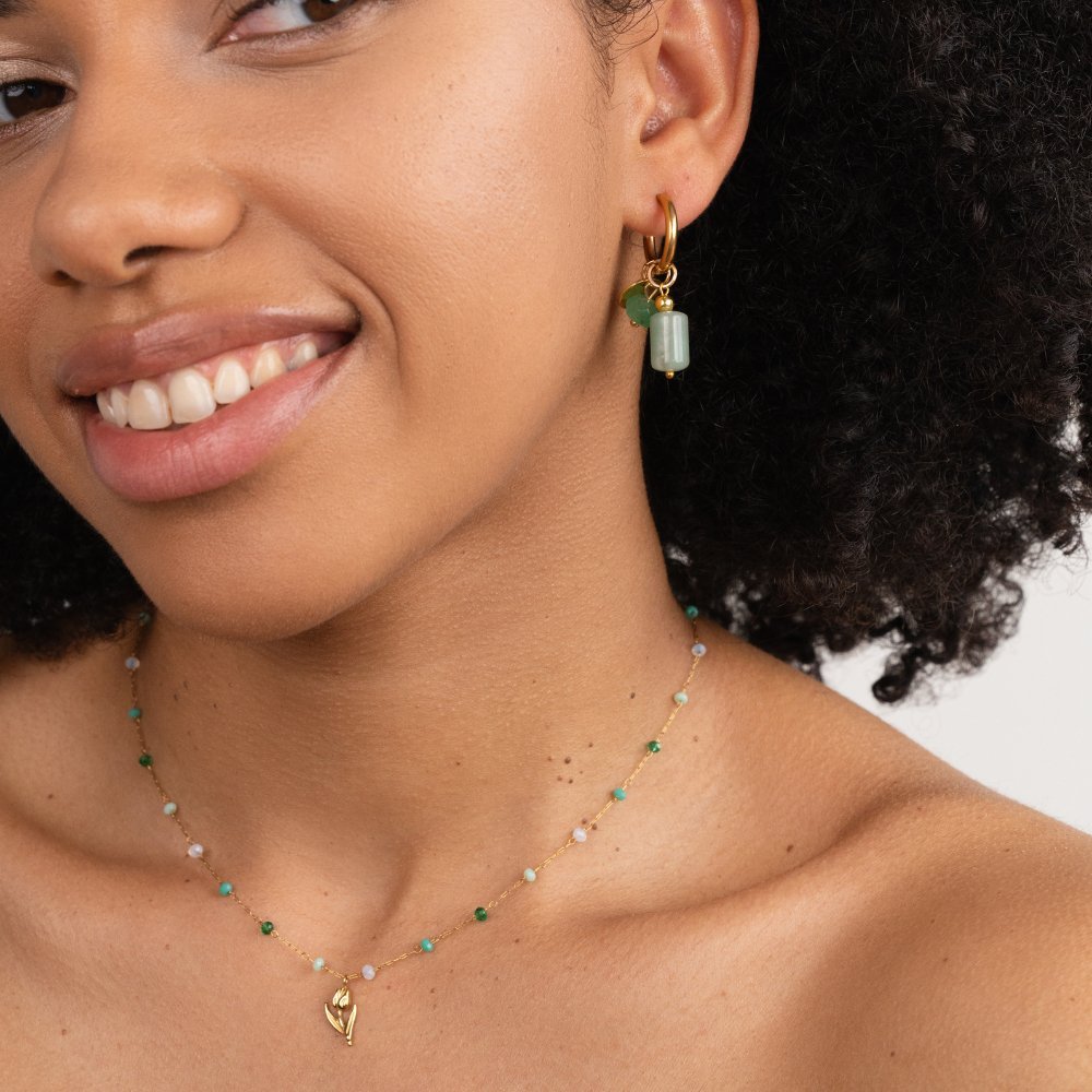 Pearl Necklace with Gold Tulip Design