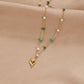 Pearl Necklace with Gold Tulip Design
