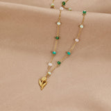 Pearl Necklace with Gold Tulip Design