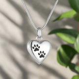 Pet Memorial Urn Necklace – Heart - Shaped Pendant with Paw Engraving