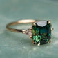 Retro Green Gem Ring in Gold