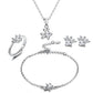 Rose Gold Paw Jewelry Set – 4 Pieces with Zirconia Heart (Ring, Necklace, Earrings, Bracelet)