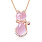 Rosie™ — Pink stone cat necklace with zircon