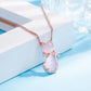 Rosie™ — Pink stone cat necklace with zircon