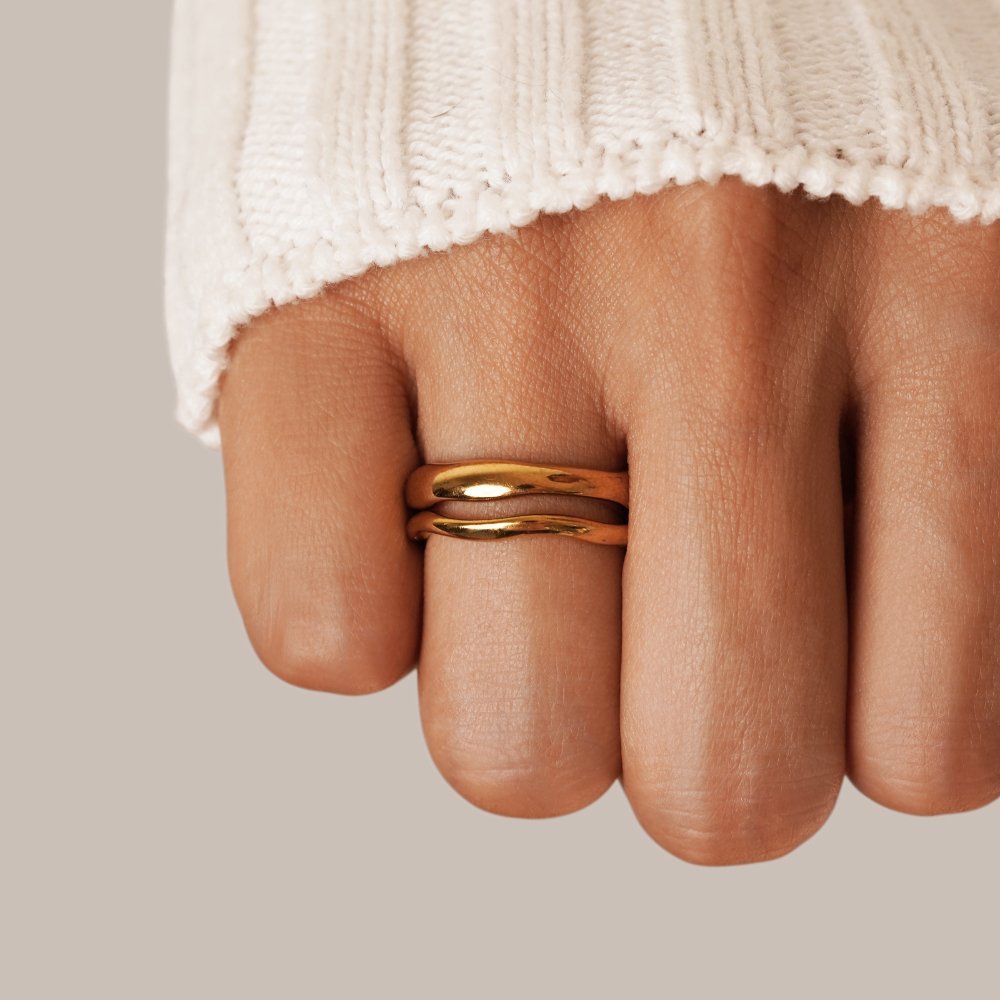 Set of Wave - Inspired Rings