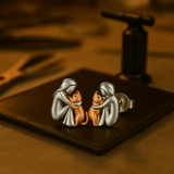 Silver and Gold Two - Tone Cat Hug Earrings
