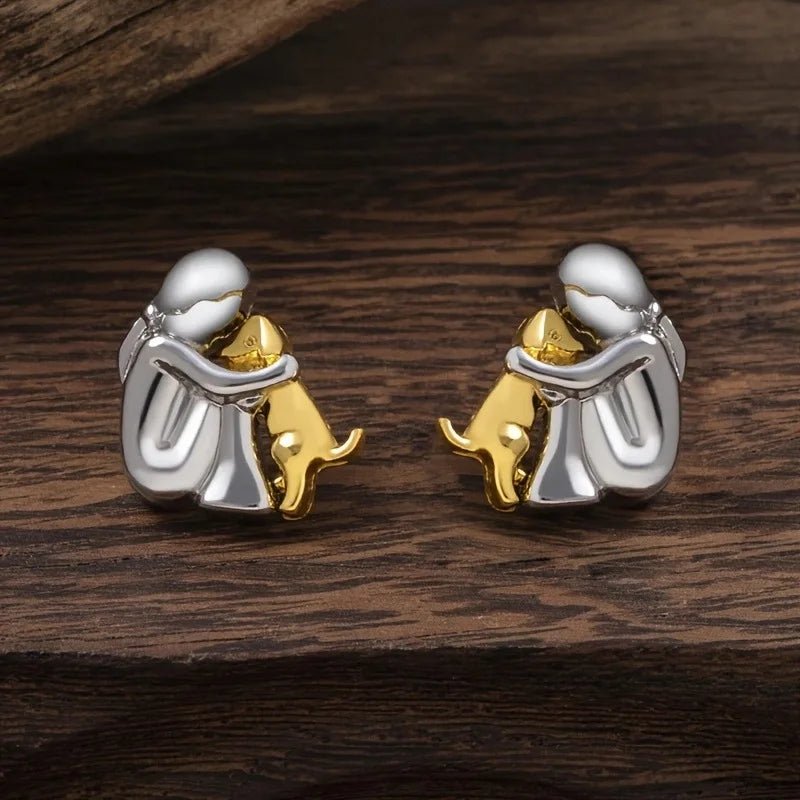 Silver and Gold Two - Tone Hug Earrings