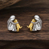 Silver and Gold Two - Tone Hug Earrings