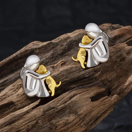 Silver and Gold Two - Tone Hug Earrings