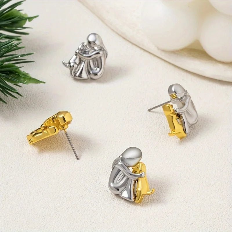Silver and Gold Two - Tone Hug Earrings