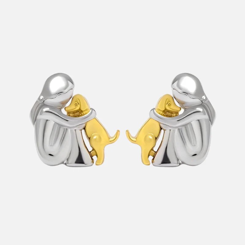 Silver and Gold Two - Tone Hug Earrings