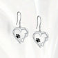Silver Drop Earrings with Heart & Paw Design