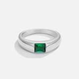 Silver Ember Ring with Emerald Gemstone