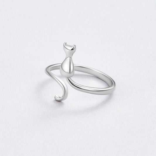 Silver Ring featuring Midnight Cat Design