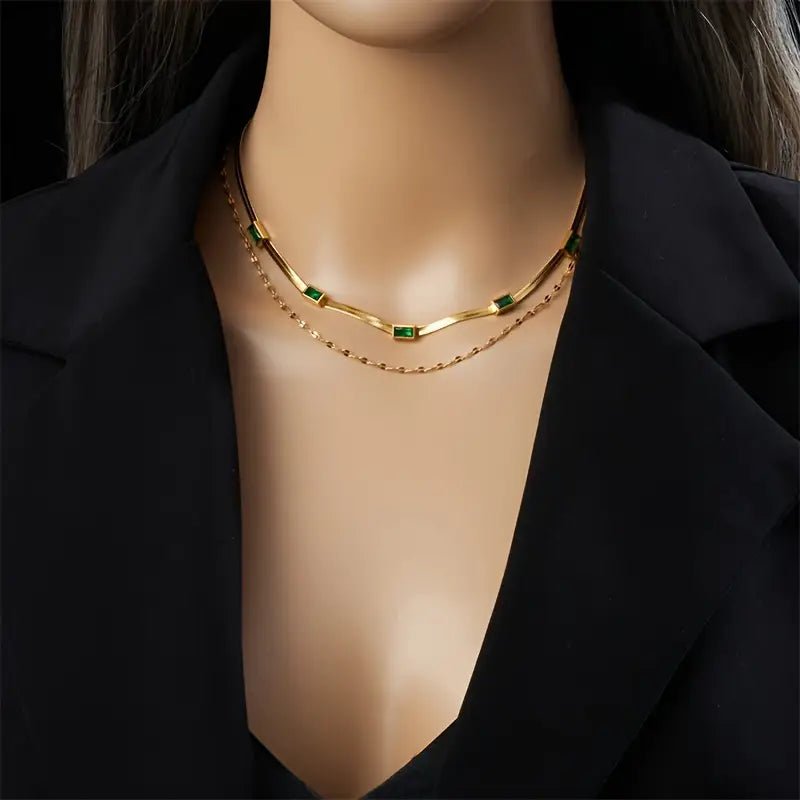 Sorella Gem Retro Double Layer Collar - Gold