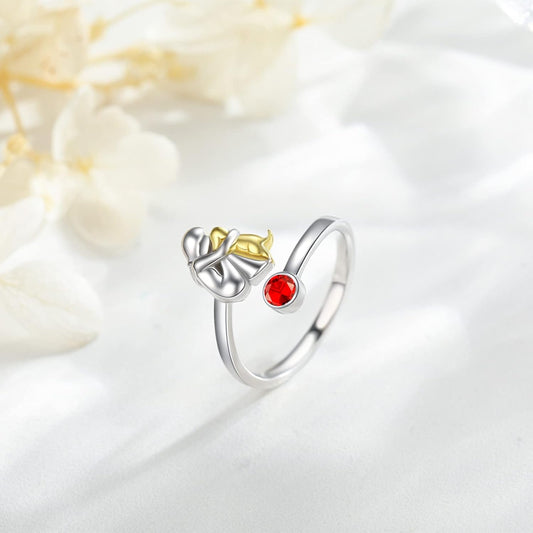 Sterling Silver Dog & Girl Ring – Adjustable and Symbolic