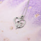 Sterling Silver Paw & Heart Necklace with Zirconia
