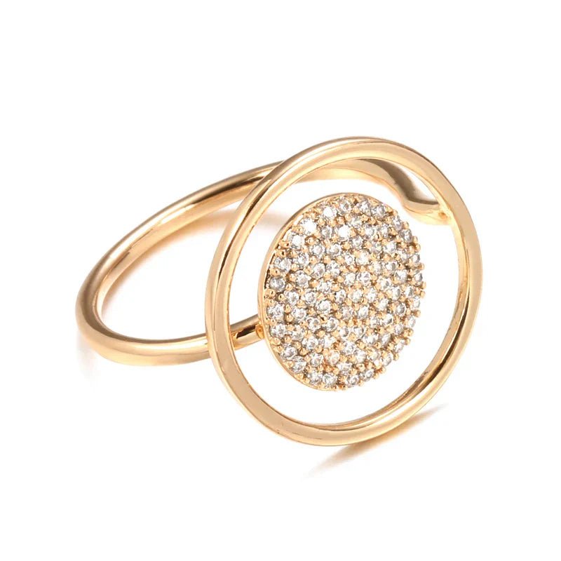 Stunning Ladies' Ring adorned with Full - Coverage Cubic Zirconia in 585 Rose Gold